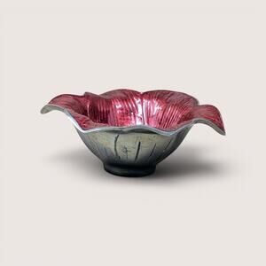 Signed Julia Knight Flower Bowl Mother Of Pearl Enamel